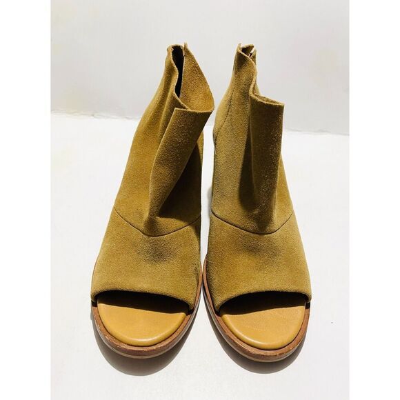 UGG leather shoes open peep toe boots Ginger brown booties Zip up women's 7 - Picture 2 of 11